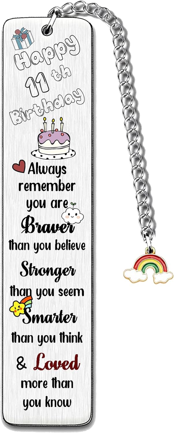 Bookmarks Birthday Gifts Inspirational Son Daughter Encouragement Happy 11th Birthday Present Personalized Book Lover Birth Day Rainbow Keepsakes for Brother Sister Friends Niece Nephew Bestie (11th)