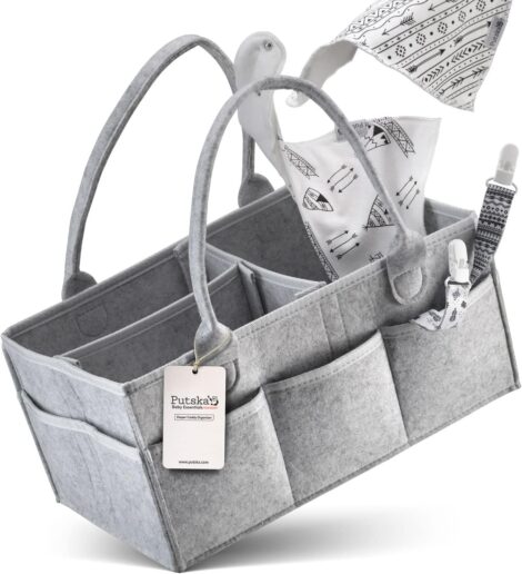 PUTSKA Nappy Caddy – Perfect baby shower gift for mom, essential newborn baby organizer.