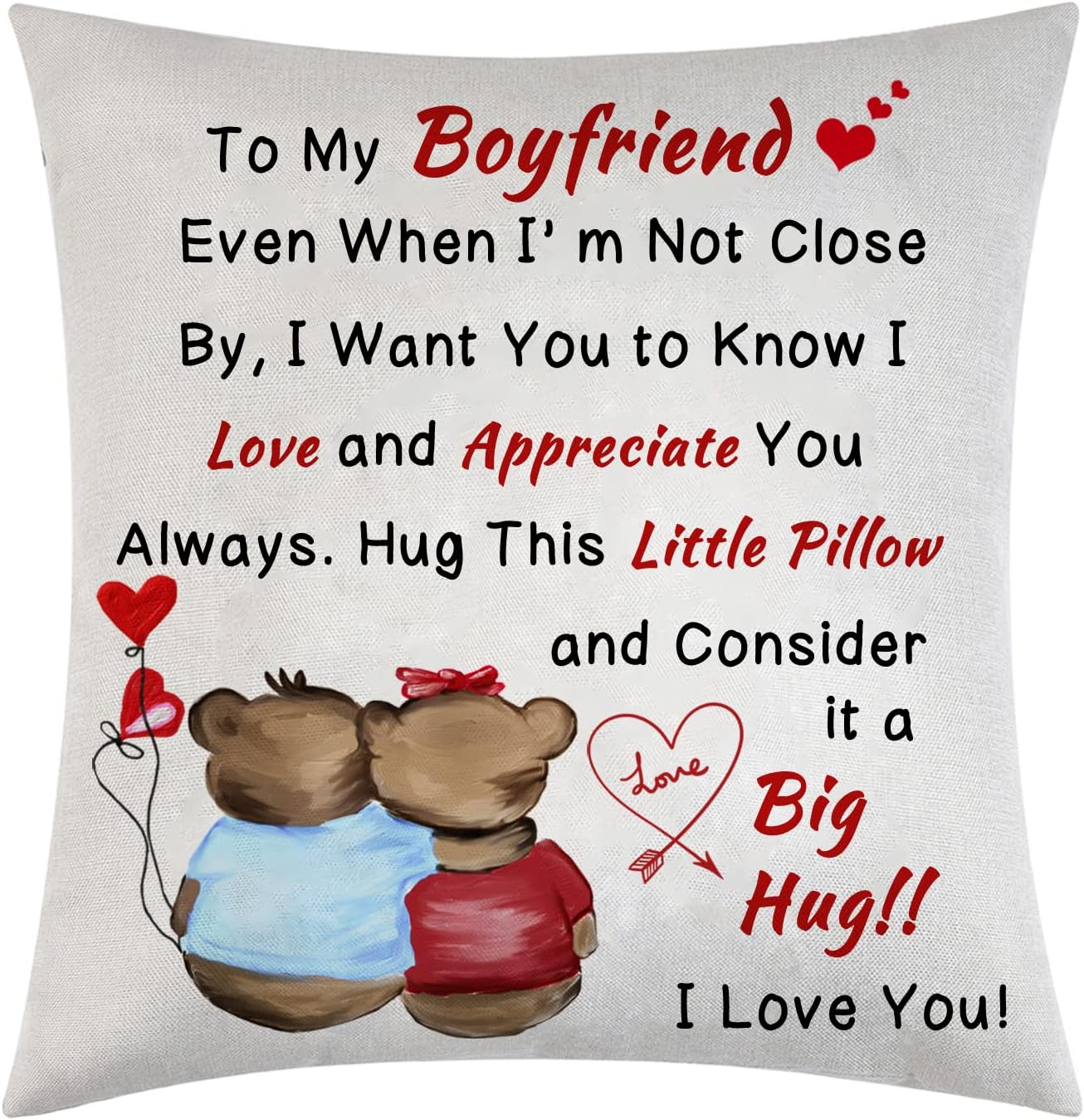 Boyfriend Cushion Cover Gift From Girlfriend Romantic Throw Pillow Cover Gift Boyfriend Birthday Gifts I Love You Throw Pillowcase (Boyfriend)