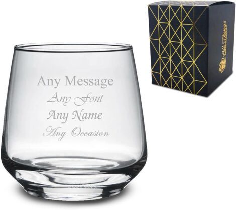 Engraved Whiskey Glass, Personalize with Message, Various Fonts, Gift Box, Laser Engraved, Birthday Wedding Usher Gift