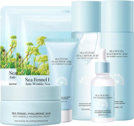 Teenage Girls Sea Fennel Skincare Set: 7PCS Gift Set for Hydrating & Refreshing Facial Care