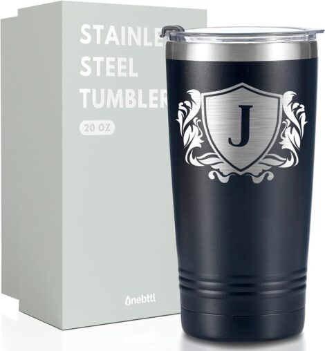 Personalized Initial J Mug: Custom Travel Tumbler for Men with Everything