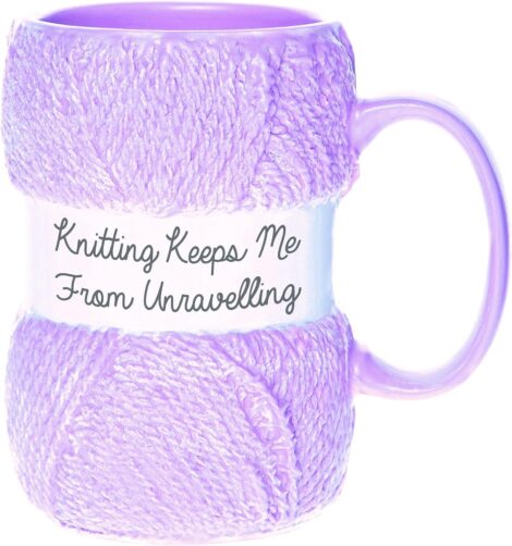 Boxer Gifts Keeps Me from Unraveling Knitting Mug − 12oz Capacity − Cool Knit Accessories