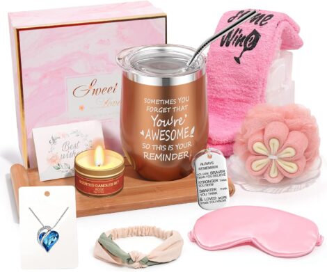 Women’s Birthday Gift Set: Cupcake Socks, Wine Tumbler & More