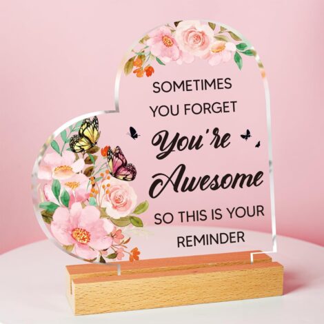 Vetbuosa Inspirational Gifts: Heart-shaped Plaque for Women and Friends, Transparent, Christmas or Birthday Present.