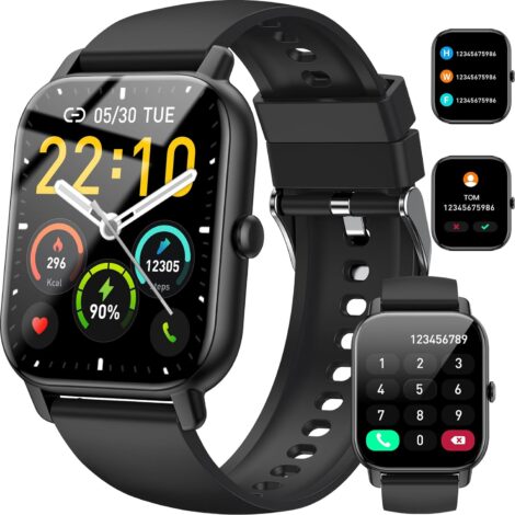 Men Women Smartwatch: Answer/Make Calls, Heart Rate Sleep Monitor, Step Counter, 100+ Sports, IP68 Waterproof. Compatible with Android IOS.