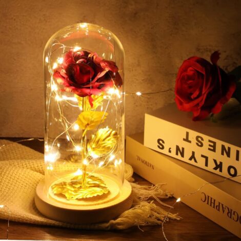 Galaxy Rose: 24K Eternal Gift for Women – Artificial Flower in Glass Dome with LED