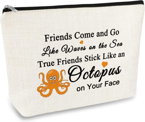 Octopus Friendship Makeup Bag – Funny Gift for Best Friends, Sisters, and Octopus Lovers