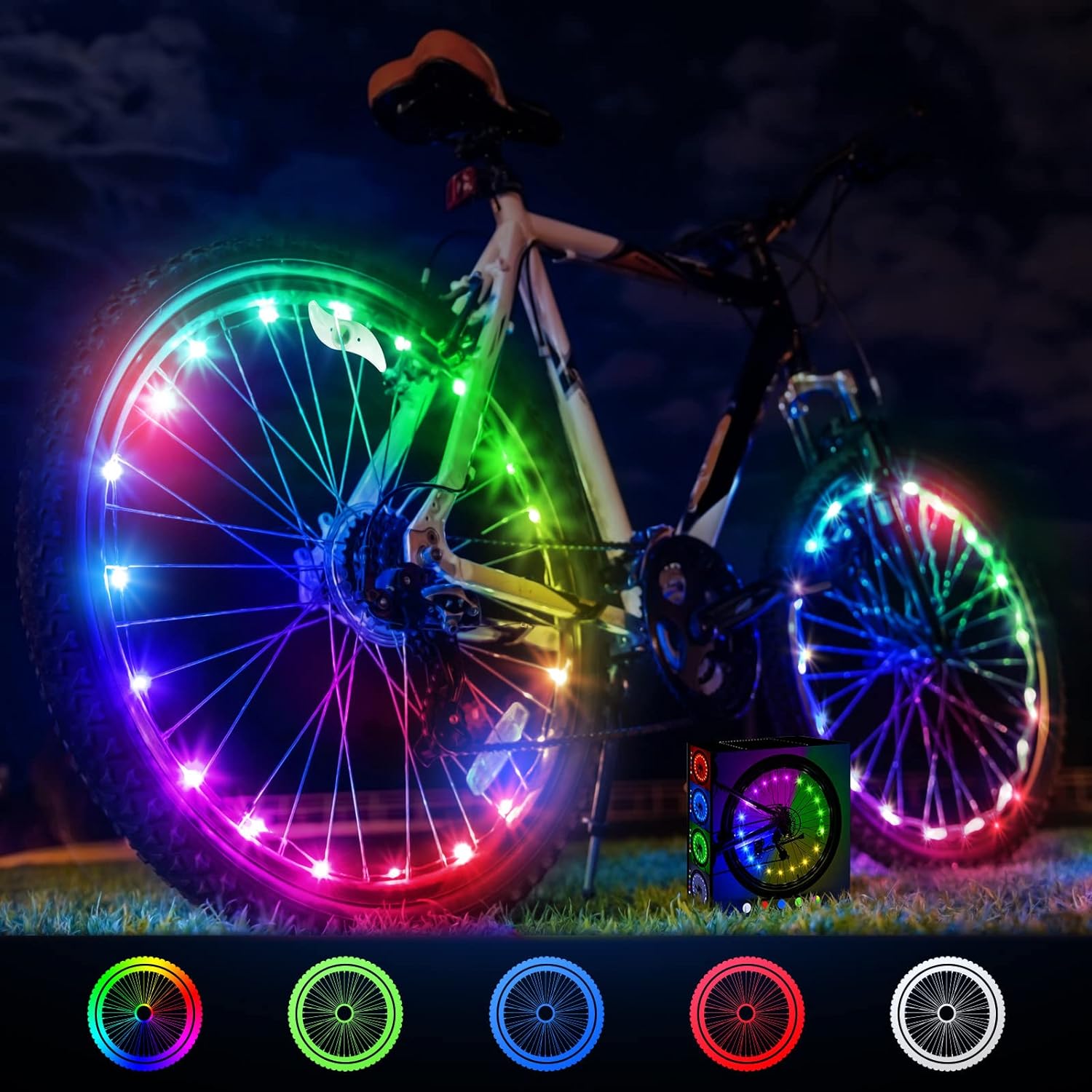 EUCOCO Bike Lights Kids, Outdoor Toys for 7 8 9 Year Old Boy Girl Gift For 6-14 Year Olds Boys Toys Age 6-15 Camping Accessories Christmas Decorations Gifts Led Light Strips Cycle Lights Multicolor