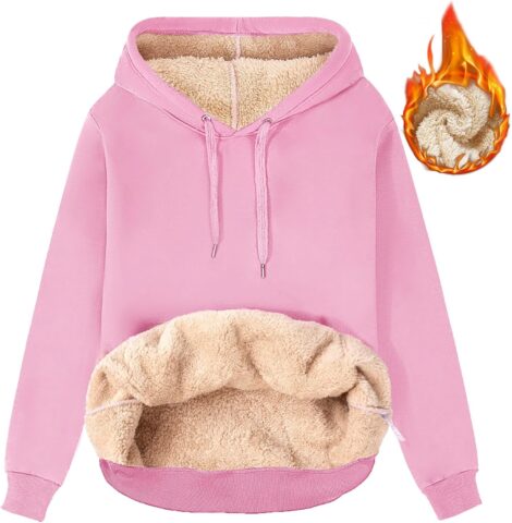 TOMEEK Women’s Fleece Lined Winter Hoodie with Warm Pockets: Cozy, Oversized Pullover for Casual Style.