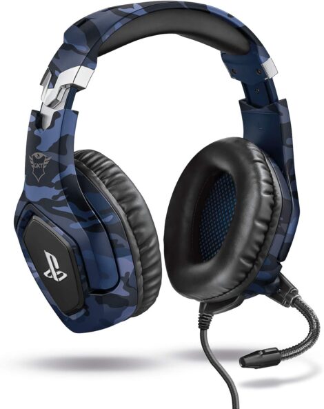 Officially licensed Trust Gaming GXT 488 Forze-B Gaming Headset for PS4 and PS5 – Blue.