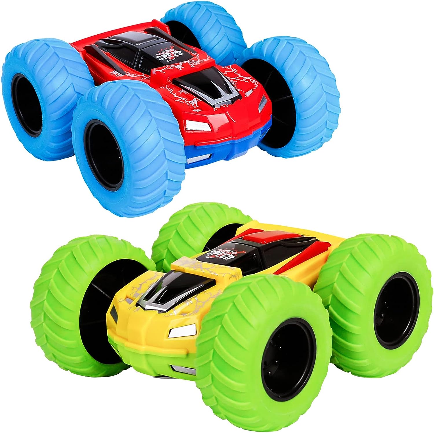 m zimoon Pull Back Car, Inertia Monster Truck Toy Cars Double-Sided Friction Powered Vehicles Push and Go Vehicle Min Car Rubber Wheels Cars Toys Birthday Gifts for 3-7 Years Old Kids Boys Girls