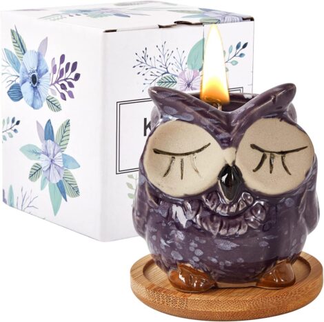 Women’s Kinforse Scented Candle Set – Lavender, Owl-Inspired Birthday Gift with Marbling Design