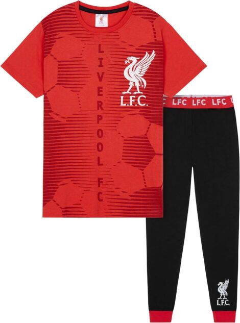 Liverpool F.C. Boys Pyjamas Set: Comfy football-themed nightwear for kids & teens, ideal Liverpool gifts.