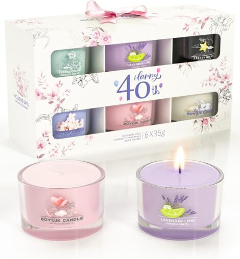 Elegant 40th Birthday Scented Candle Set – Relaxation and Anxiety Relief Gift for Women