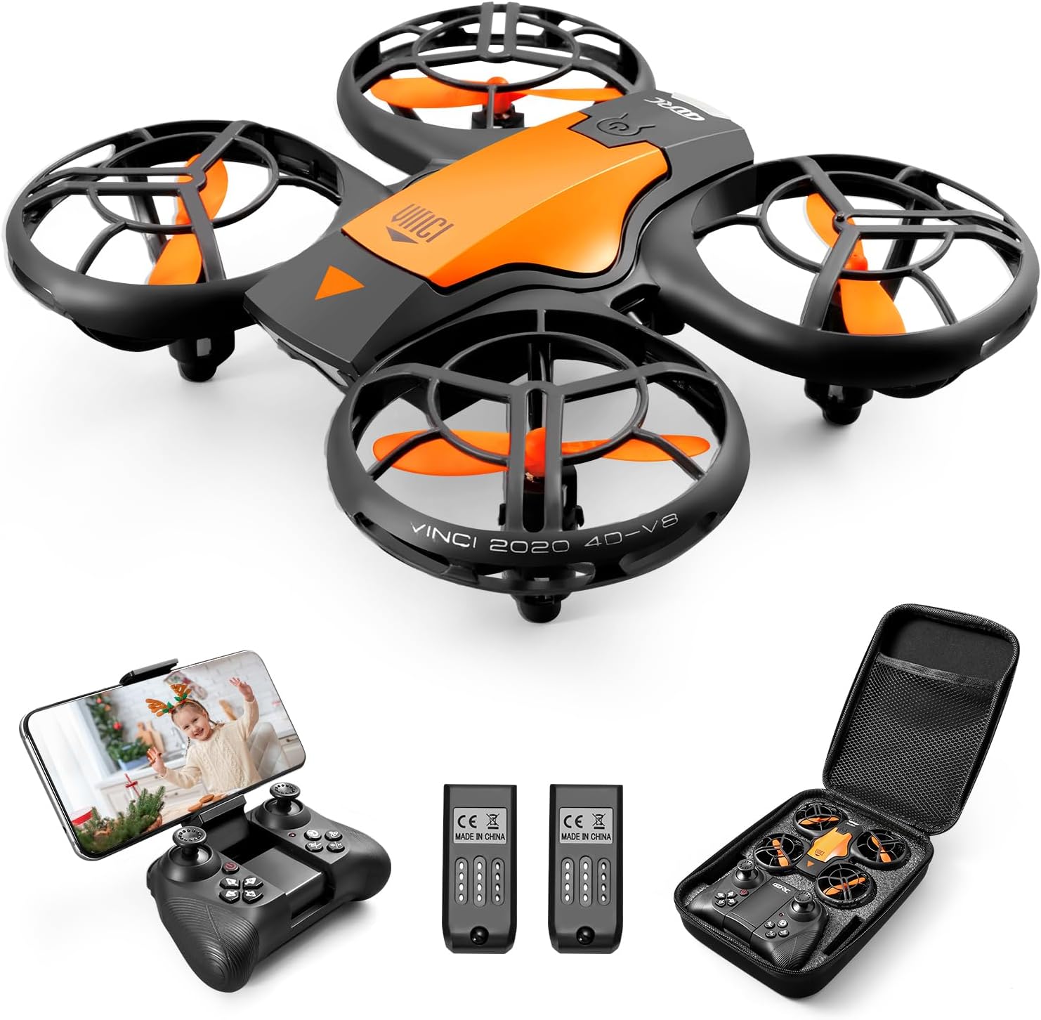 4DRC Mini Drone With 720P HD Camera For Kids, FPV 2.4G WiFi, Upgraded Propeller Guard, 3D Flip, Combat Mode, Induction Of Gravity, Altitude Hold, Headless Mode, One Key Take-Off/Landing, Toy Gift