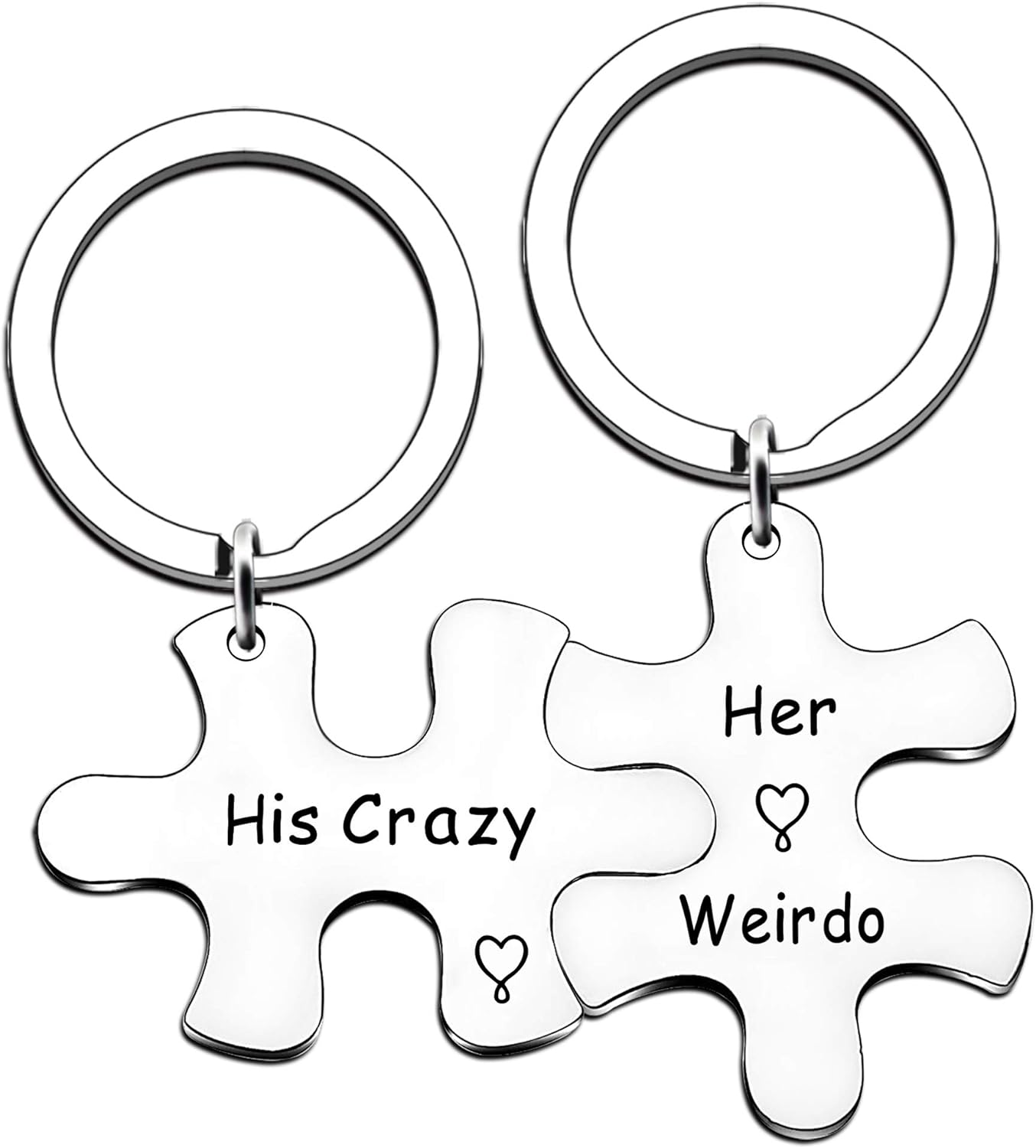 JMIMO Valentine Day Keyring Set Gift for Boyfriend and Girlfriend, His Crazy Her Weirdo Couple Key Chain for Thanksgiving Day Wedding, Stainless Steel Lover Jewelry Gifts