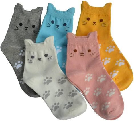 Jeasona Animal-Themed Cotton Women’s Socks (Size 4-7, 5 Pairs)