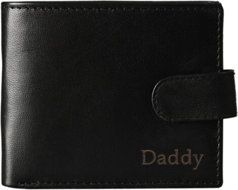 Personalized Engraved Men’s Leather Bifold Wallet.