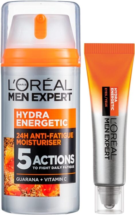 L’Oréal Men Expert Energy Boost Kit – Moisturizer XXL + Eye Roll On Duo with Vitamin C