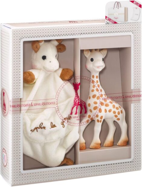 Sophie la girafe Teether & Plush Toy Gift Set – Natural Rubber Baby Teething Toy, Gift Box + Bag