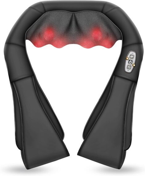 Shiatsu Neck Massager: Deep Tissue 4D Kneading with Heat for Neck, Back, and Shoulder. Perfect Gift.