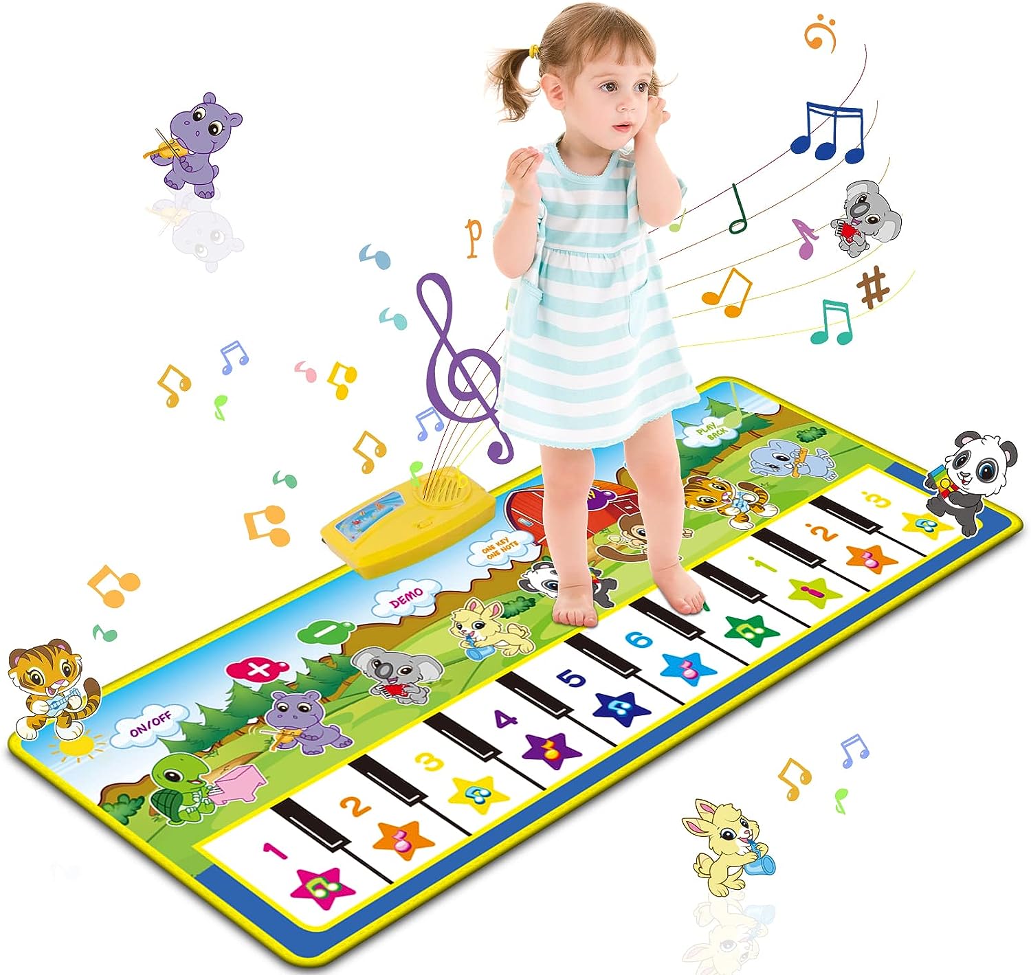 m zimoon Kids Piano Mat, Piano Music Mat Dance Mats Touch Play Mats Floor Keyboard Musical Carpet Mat Gift Toys for 2 3 4 5 6 Years Old Kids Boys Girls Toddlers (100 × 36 cm)