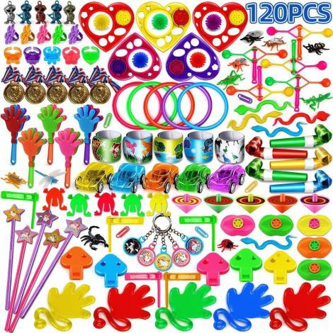 120PCS Party Bag Fillers Toy Assortment for Kids’ Pinata Party Favors, Stocking Fillers, and Gifts.