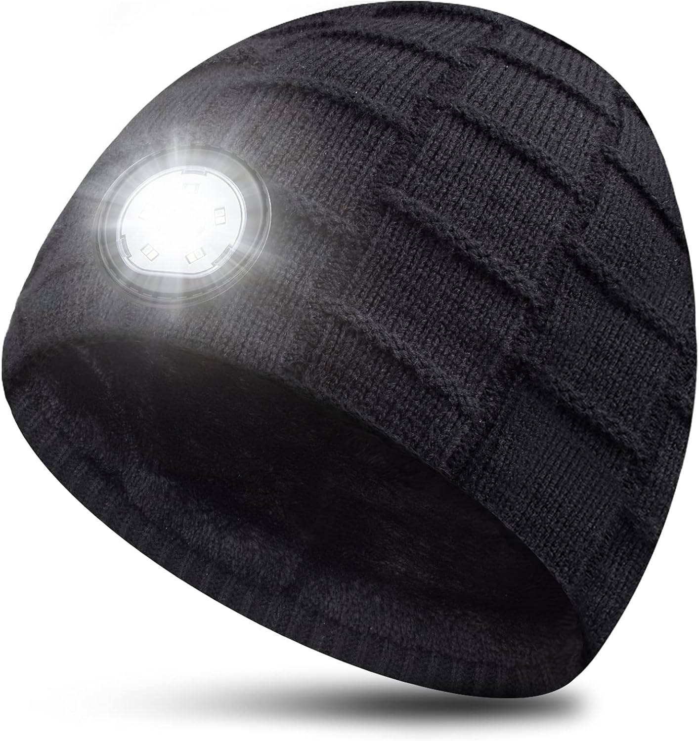 HIGHEVER Gift Ideas for Men Beanie Hat with Light Built in, Mens Stocking Fillers Xmas Gifts for Men Teenage, Mens Gifts LED Hat Running Gifts for Men Torch Hat for Women Him, One Size Black