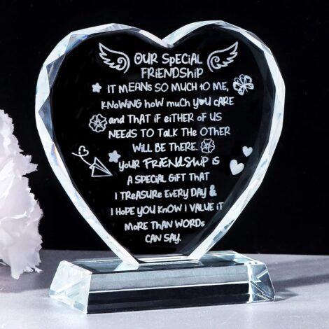 Movdyka Friendship Gifts – Glass Heart Plaque with Best Friend Sayings for Birthdays & Christmas