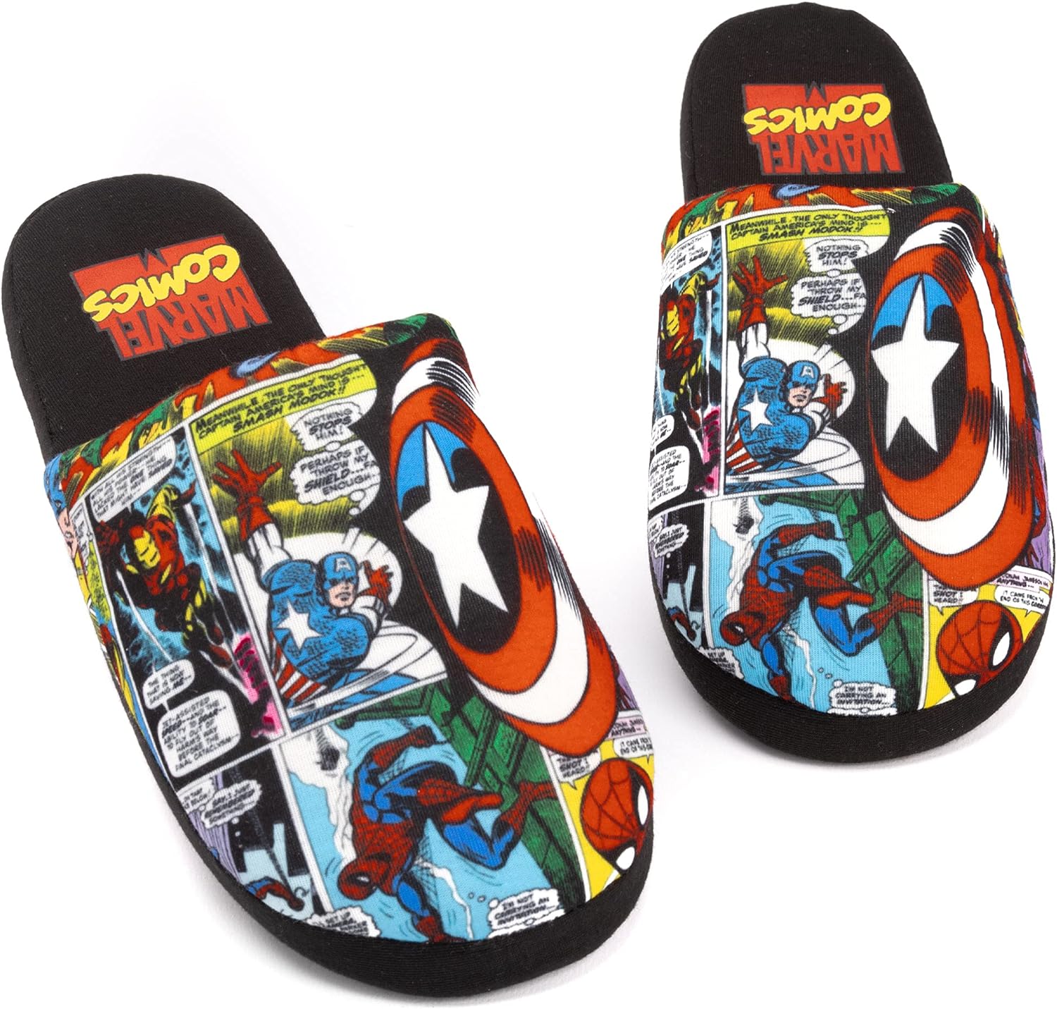 Marvel Avengers Slippers For Men | Comic Adults House Shoes | Captain America Iron Man Spider-Man Merchandise Gifts For Him | Memory Foam Slip On Loafers