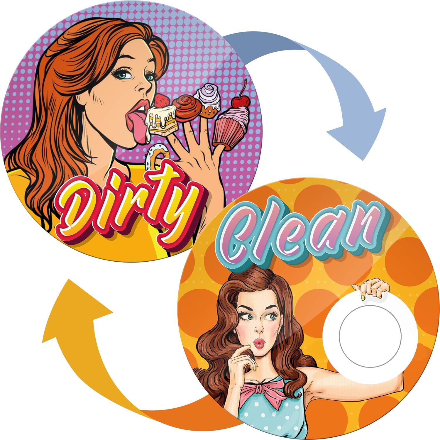 Dishwasher Clean Dirty Magnet Sign Retro Pinup - Creative Gifts for Women and Men - Funny Gifts for Mom and Dad from Son and Daughter - Housewarming Gifts New Home - Clean Dirty Dishwasher Magnet