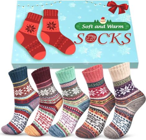 5 pairs of Nordic thermal socks, perfect Christmas gifts for women, moms, daughters, grandmas, sisters!