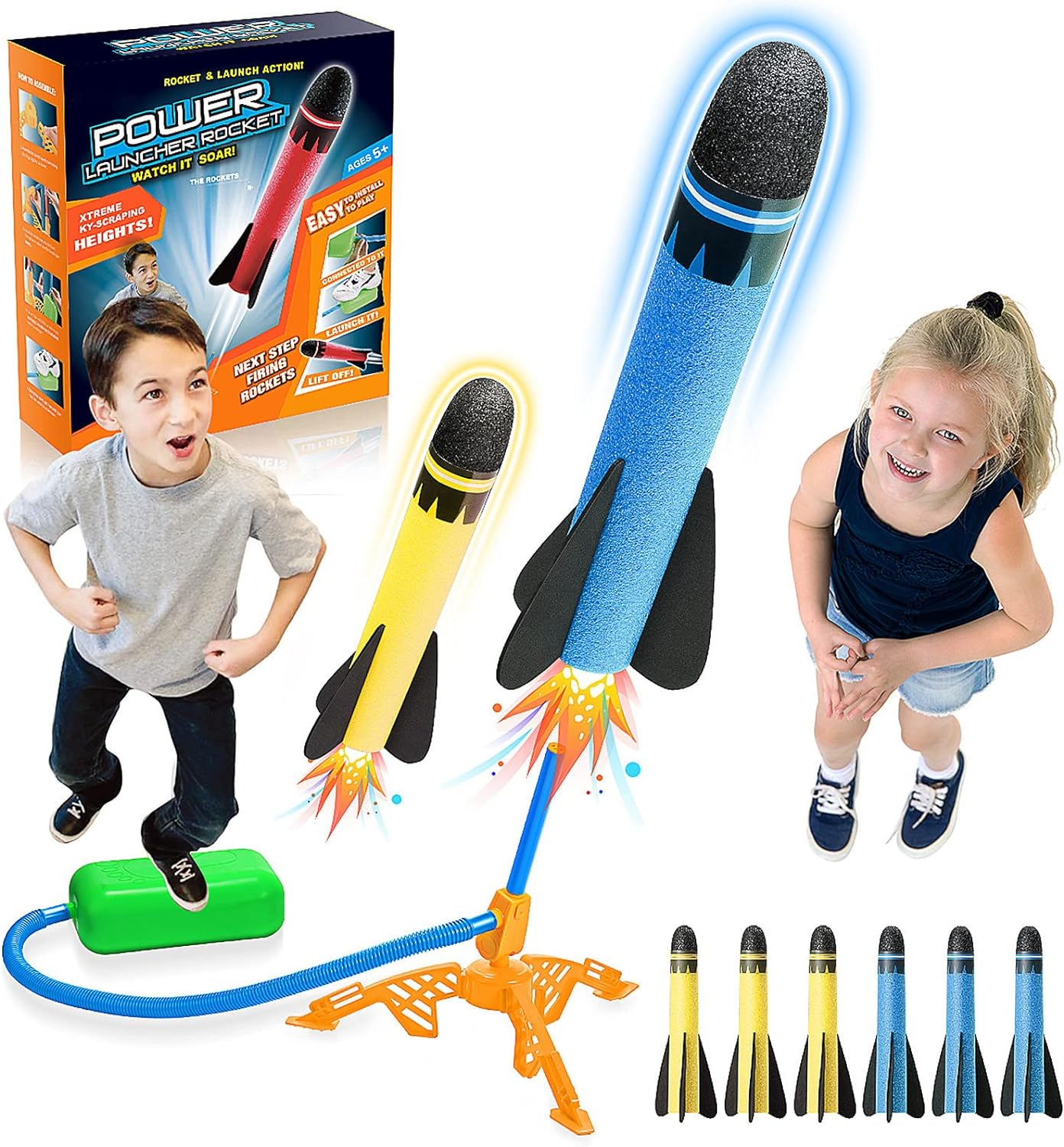 DejaNard Toys for 3-10 Year Old Boys, Rocket Toy Launcher for Kids Gifts for 3-12 Year Old Boys Girls Outdoor Toys Boy Toys Age 3 4 5 6 Garden Toys Stomp Toy Rockets Kids Toys Boy Gifts Age 3-12