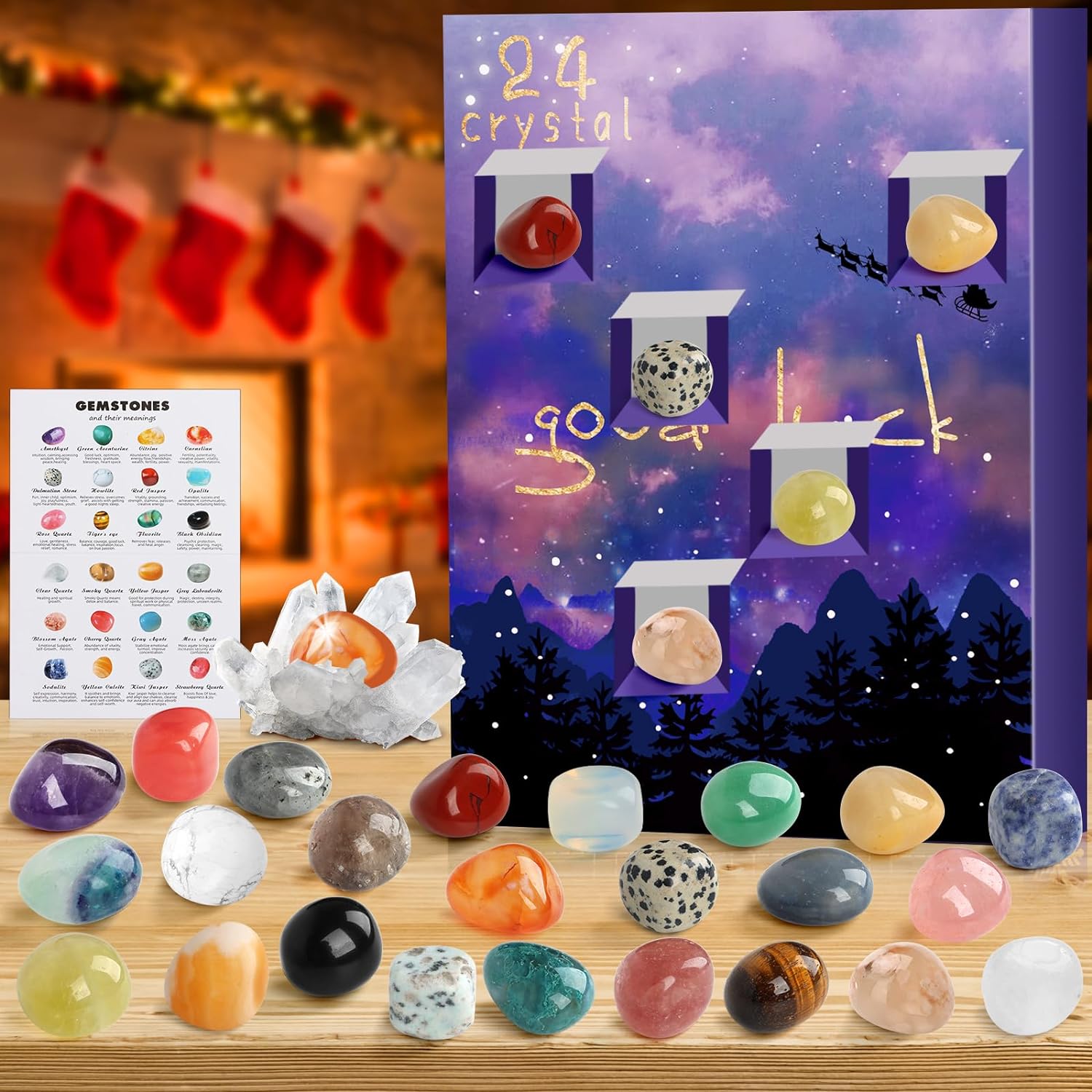 RAMXCION Crystal Advent Calendar 2023 for Kids, 24 Days Natural Crystals Minerals Fossils Advent Calendar Gemstone Christmas Countdown Calendar Enthusiasts Rock Collection Girls Boys (#1)