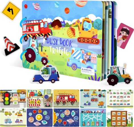 ASTARON Montessori Busy Book: Educational Traffic Theme Toys for Toddlers & Preschoolers.