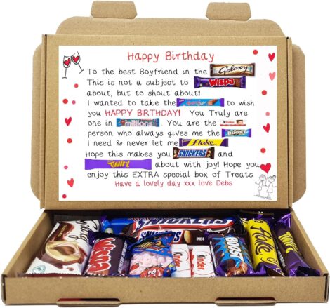 Custom Birthday Poem Chocolates: Unique Him Her Gift Box with Cute Selection & Treats.