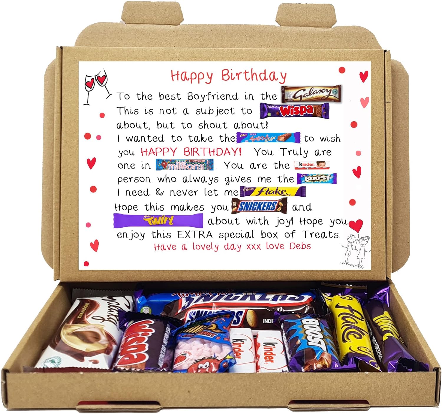 Personalised Birthday POEM cute Chocolate poem Gift - for Him Her Chocolate Selection Gift Box hamper unique treats (Boyfriend)