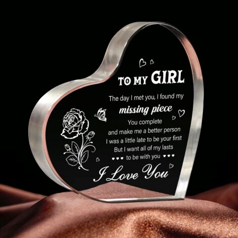 Personalized Heart Shaped Acrylic Keepsake for Girlfriend – Romantic Love Gifts for Her