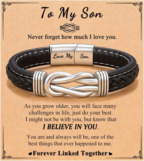 Gifts for Teen Boys – Leather Bracelet for Son, Grandson & Nephew.