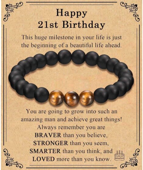 Birthday gift bracelets in tiger eye for men of different ages (21-70), ideal for father and grandfather.