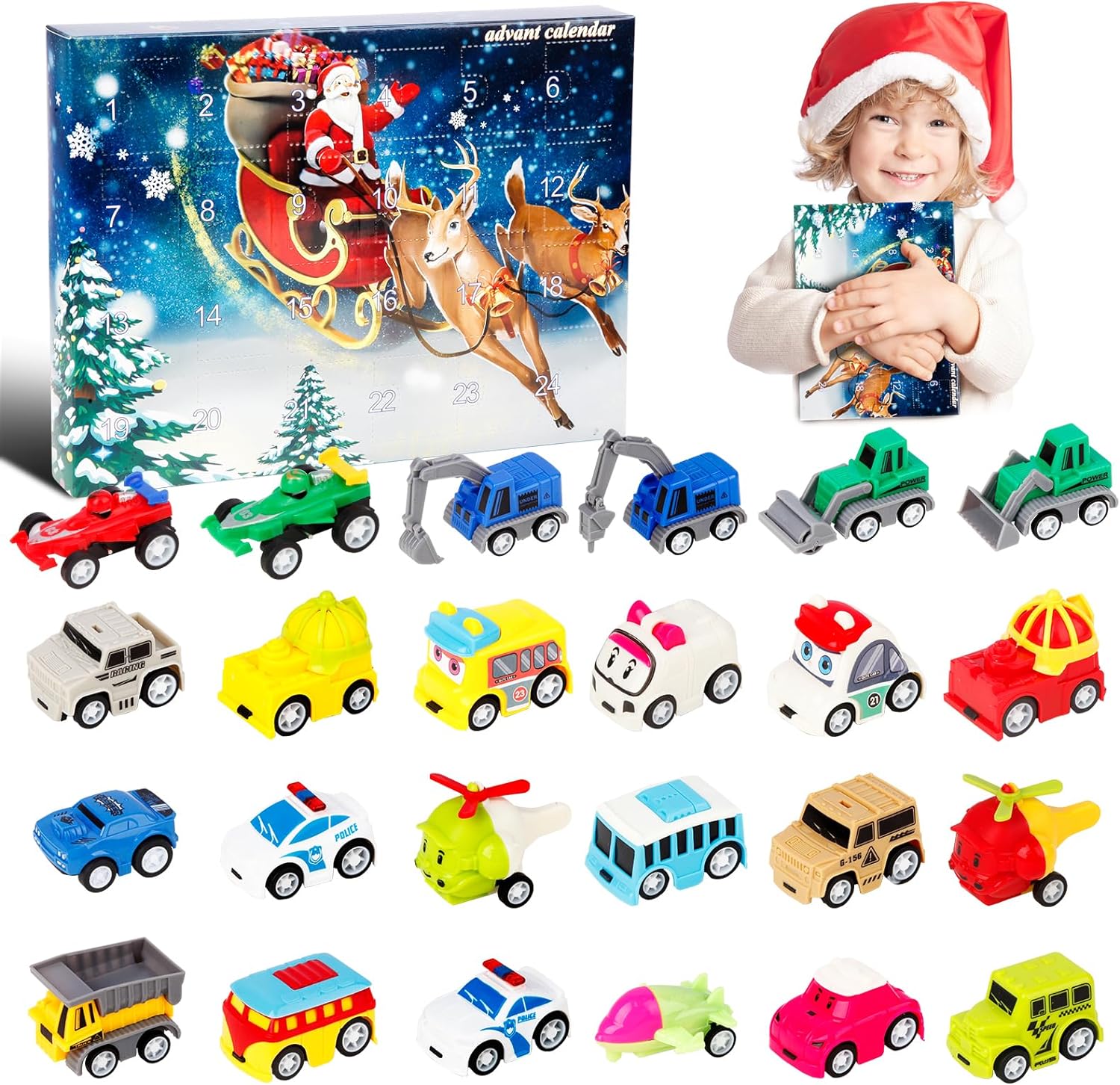 Advent Calendar 2023 Kids Boys, Gifts for 2 3 4 5 6 Year Old Countdown Cars for 2-8 Year Old Boys Kids Advent Calendar 2023 Christmas Calendar Toys for 2-8 Year Old Kids Toy Advent Calendar 2023