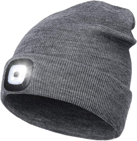 LED Lighted Beanie – Ideal Gift for Dad in Christmas, Hands-Free Light Cap, Warm Winter Hat