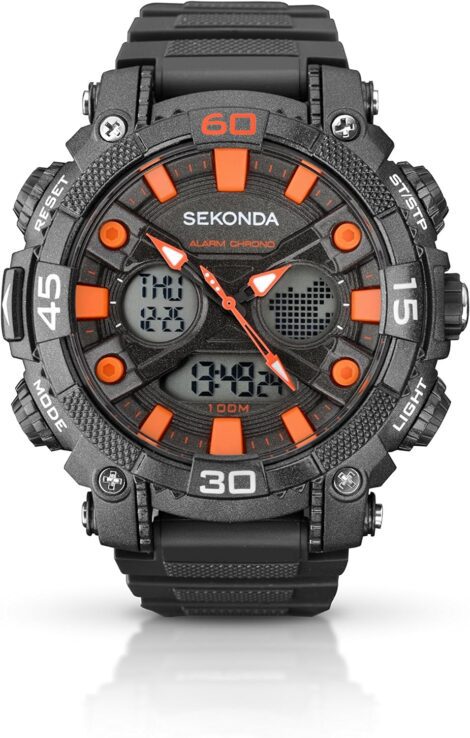 Sekonda Men’s Analog-Digital Watch, 49mm Plastic Case and Strap: Compact Timepiece with Dual Display.