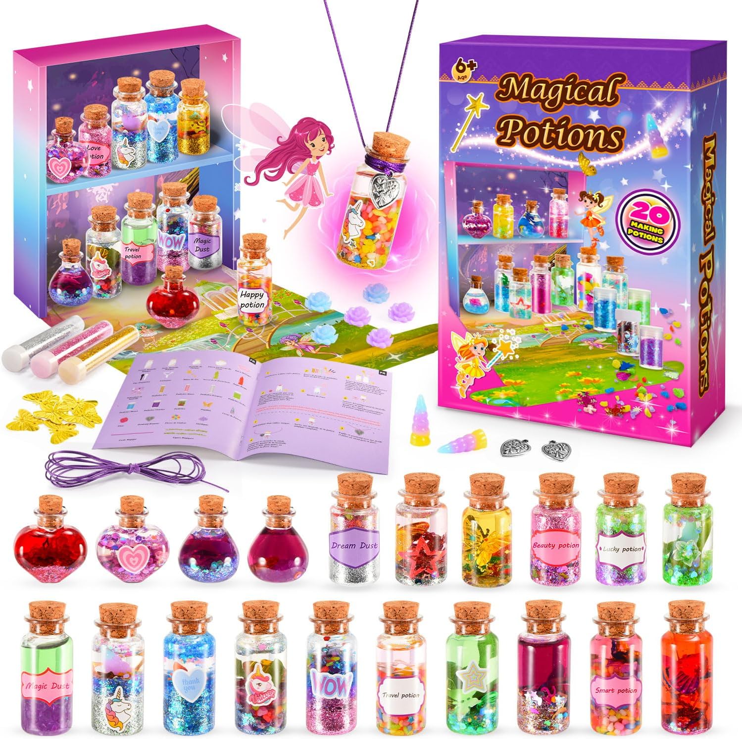 Grriopi Potion Making Kit Children, 6 7 8 9 10 11 12 Year Old Girl Gifts Craft Kits for Kids Mix 20 Magical Potion Toys for 6-12 Year Old Girls Potions Kit for Kids Birthday Gifts for Girls