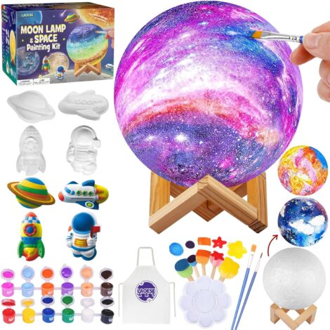 DIY Moon Lamp Kit: 3D Night Light, Art Supplies, Crafts Kit for Ages 8-12, Birthday Presents.