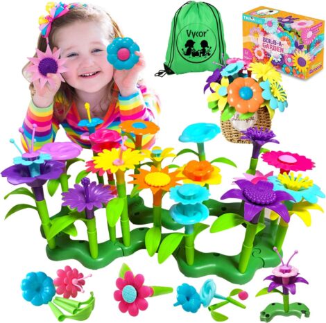 Vykor Flower Garden Building Toy for 3-6 Year Old Girls Boys, 109pcs STEM Educational Preschool Toy.