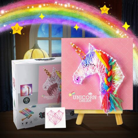 Unicorn String Art Kit with LED Lights – Unique Gift for Girls 8-12 years old.