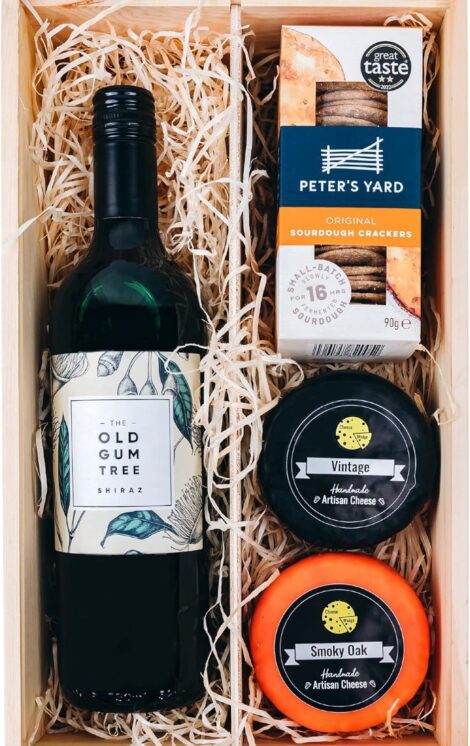 Cheese & Wine Gift Set: Perfect Shiraz Pairing with 2 Truckles & Crackers Hamper.