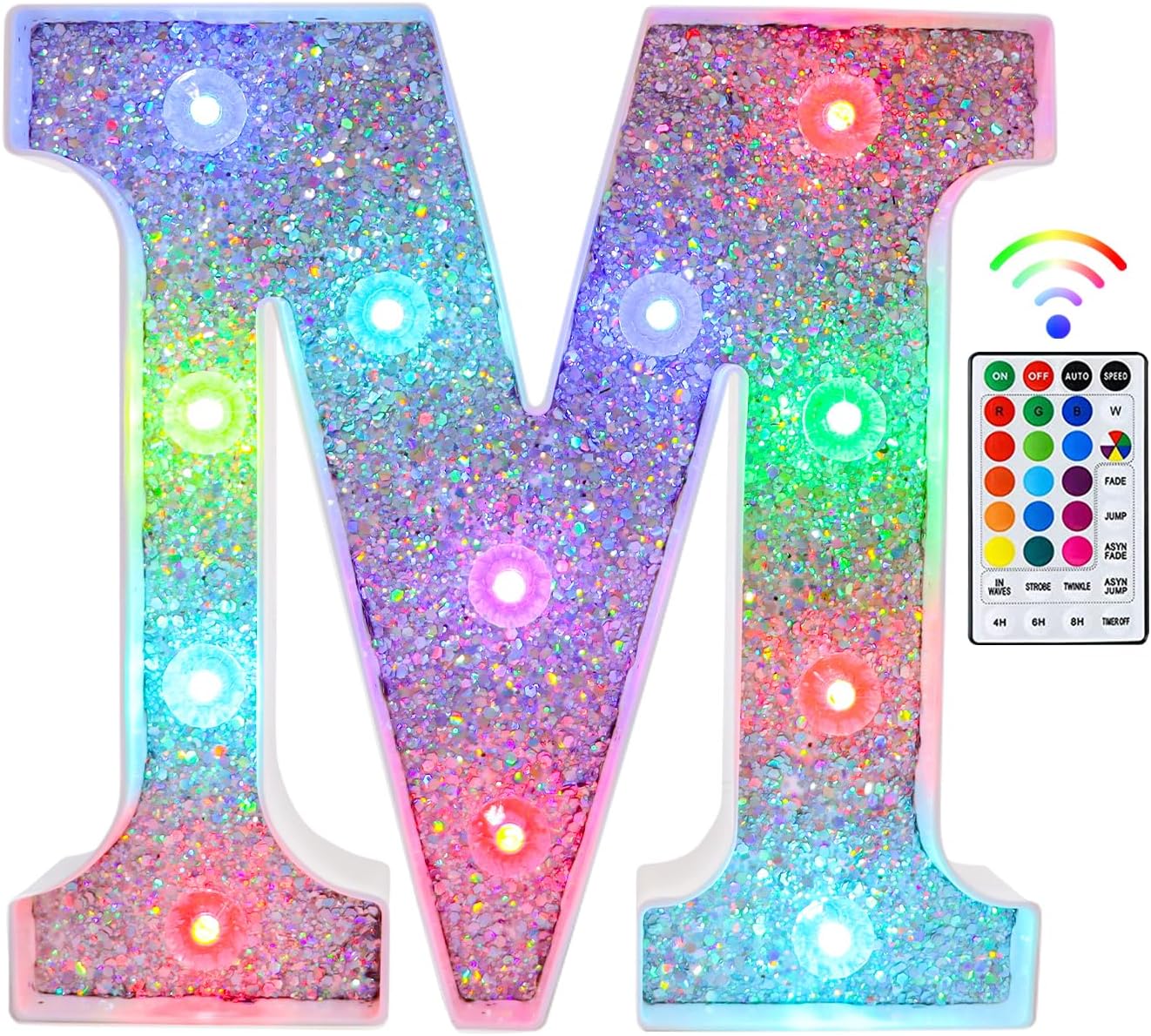 Tosakey Light Up Letters, LED Lights Sign 18 Color Changing 26 Alphabet Glitter Shiny Letter Lights Gifts for Girls Women Birthday Christmas Bedroom Party Wedding Decoration (M)